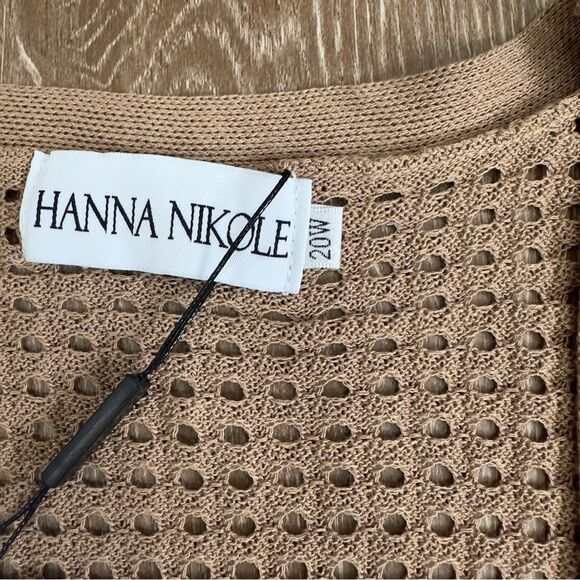 Hanna Nikole Plus Size 20W Hollowed-Out Cardigan Long Sleeve Open Front Knitwear - Picture 5 of 10